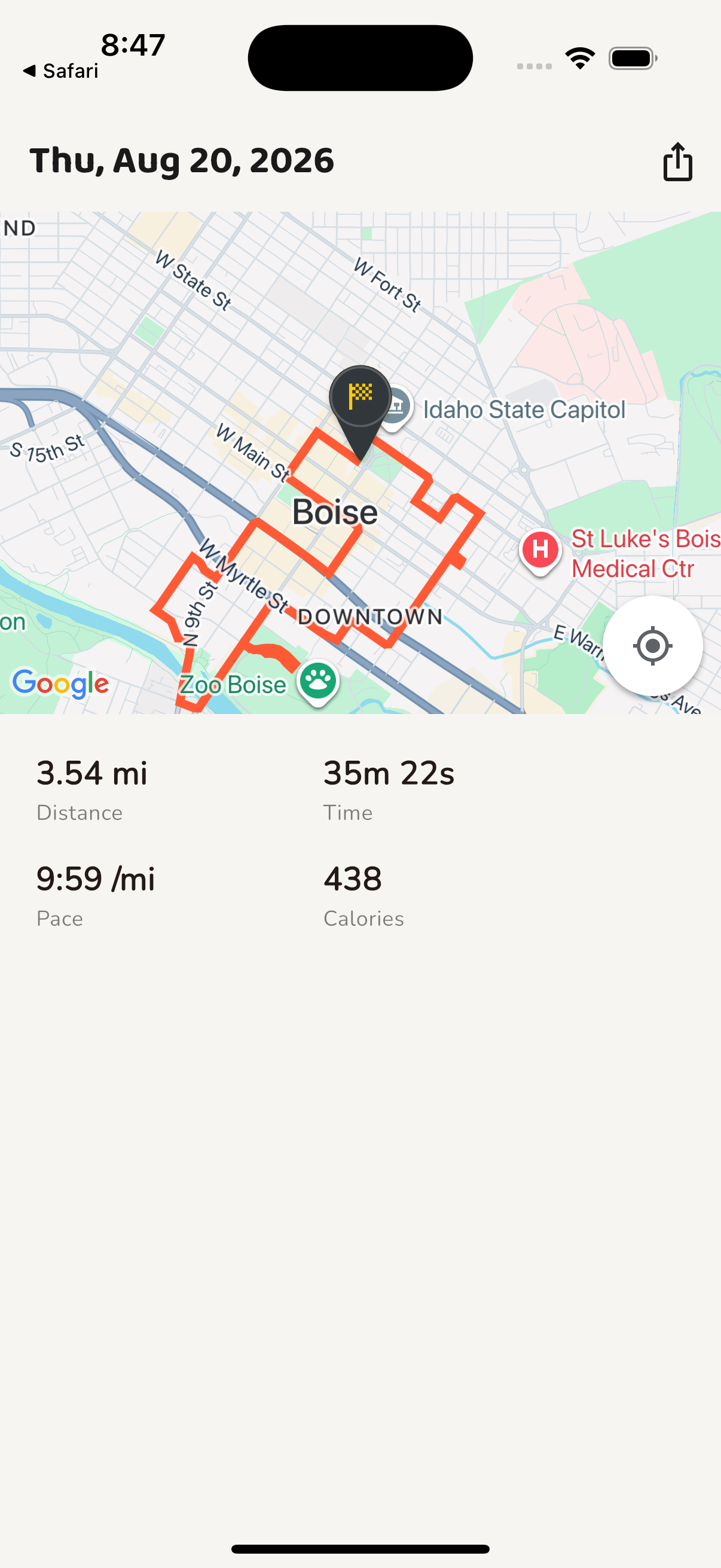 Run route map